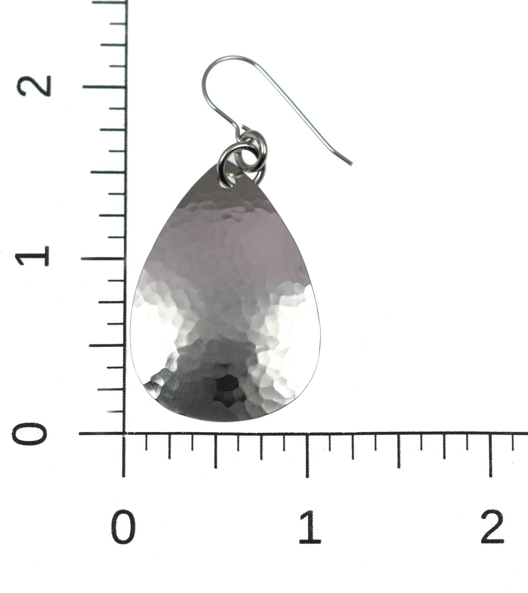 3 of 5: Scale of Medium Hammered Stainless Steel Teardrop Earrings