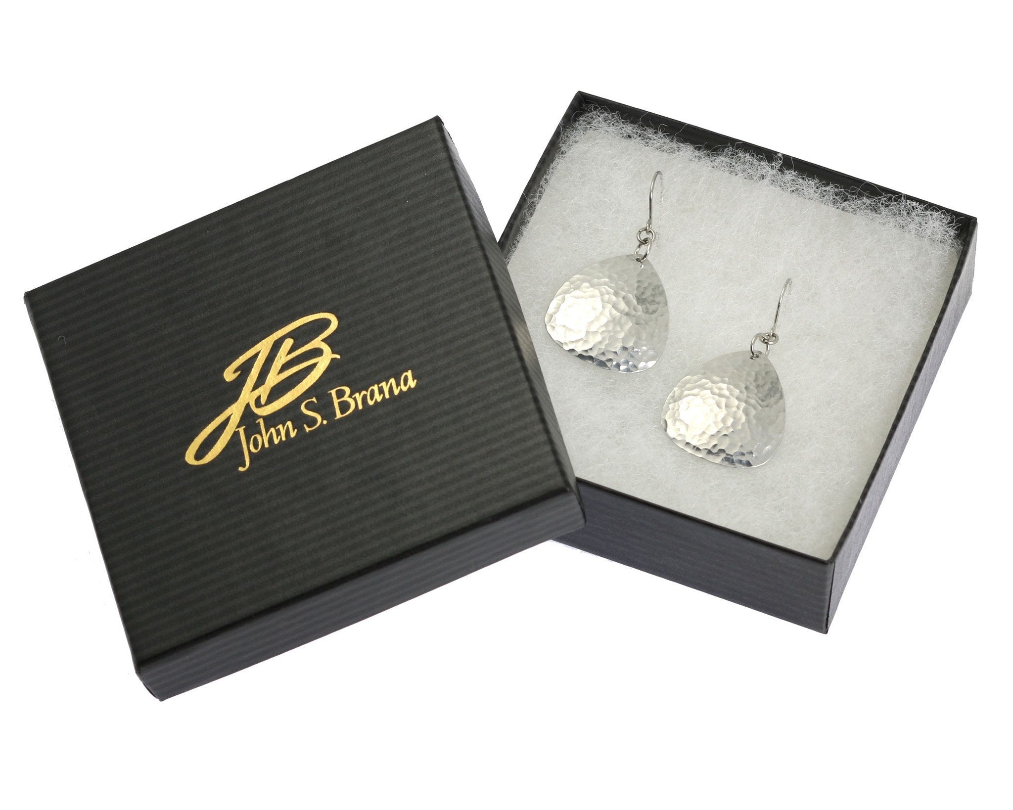 3 of 3: Gift Boxed Hammered Triangular Aluminum Drop Earrings