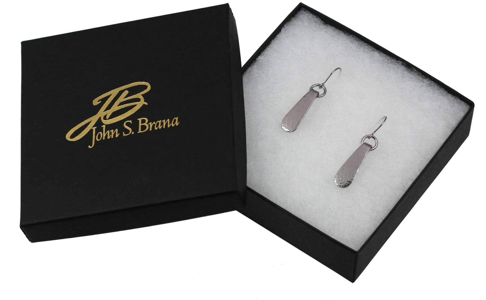 5 of 5: Gift Boxed Mini Hammered Stainless Steel Drop Earrings