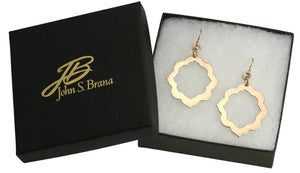 5 of 6: Gift Boxed Pierced Hammered Bronze Arabesque Flower Earrings