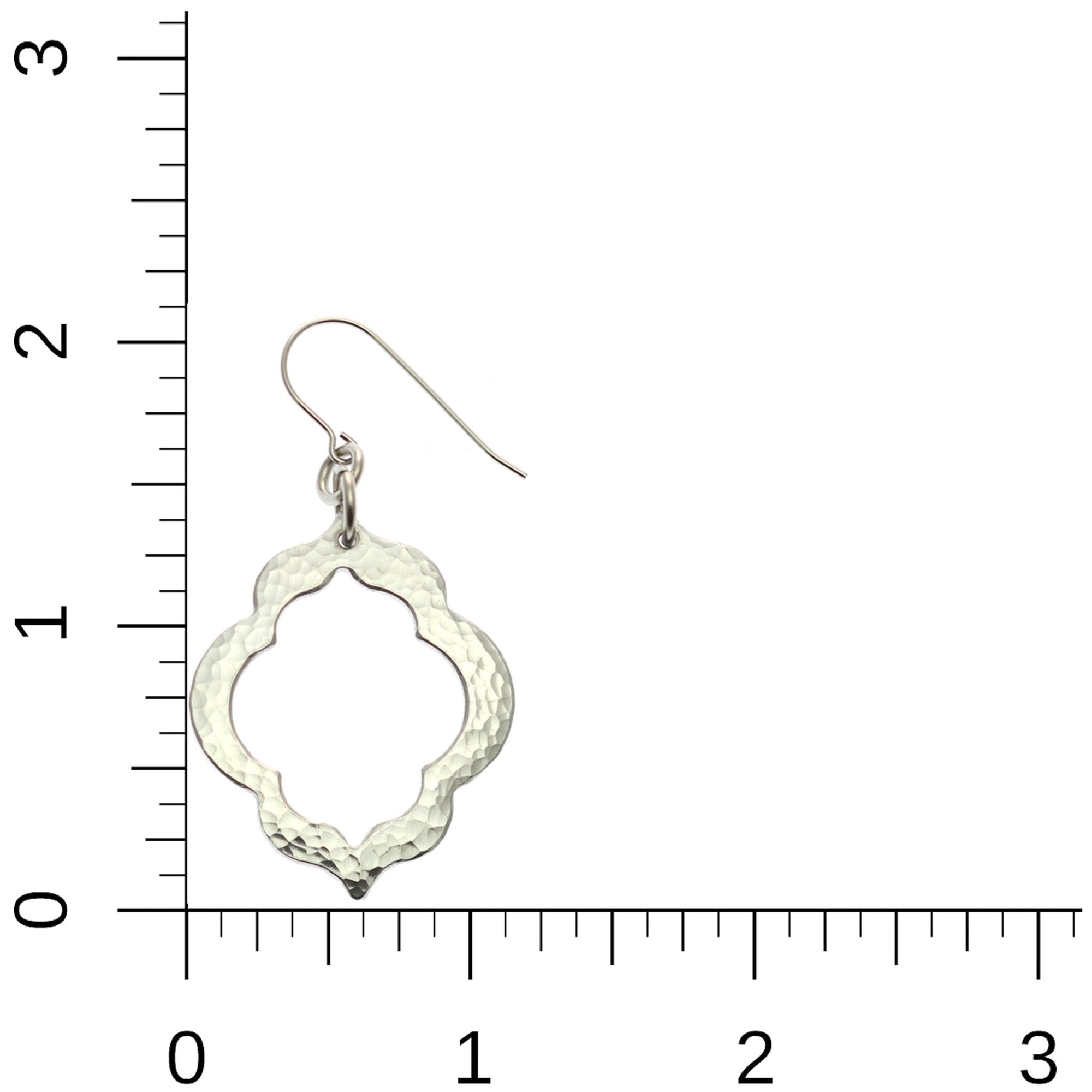 Scale of Pierced Hammered Quatrefoil Aluminum Earrings