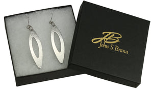 7 of 7: Pierced Large Oval Hammered Aluminum Drop Earrings in Box