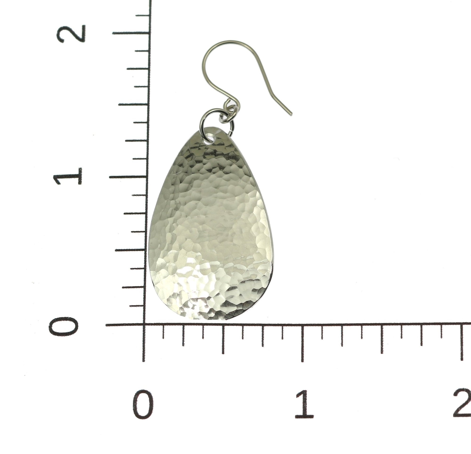 Scale of Small Hammered Aluminum Tear Drop Earrings