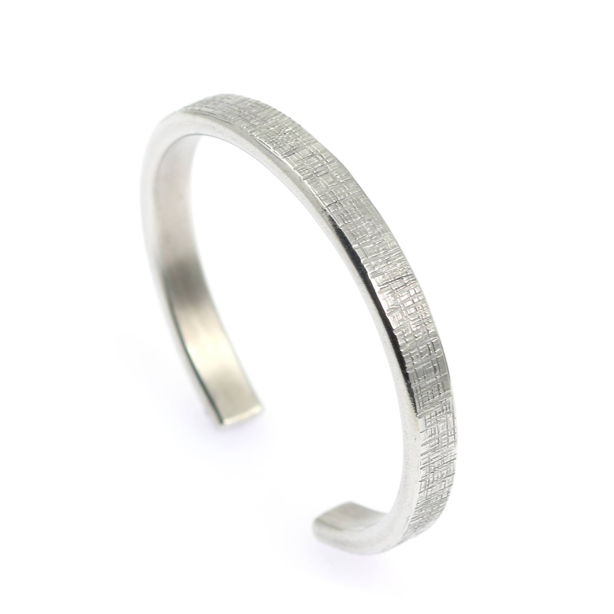 Right View of Thin Linen Aluminum Cuff Bracelet