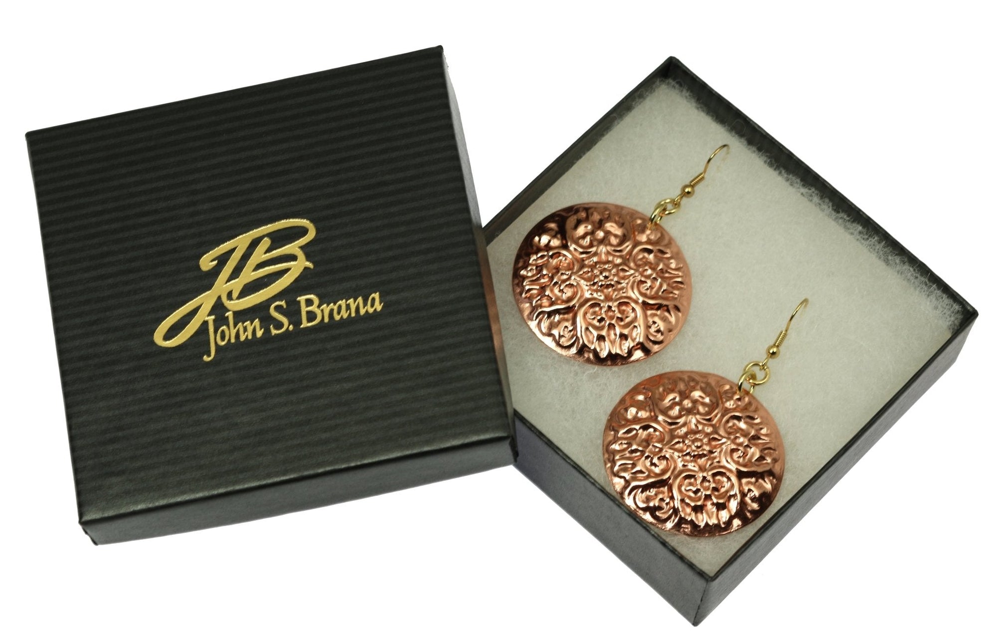Gift Boxed Victorian Night Copper Disc Earrings