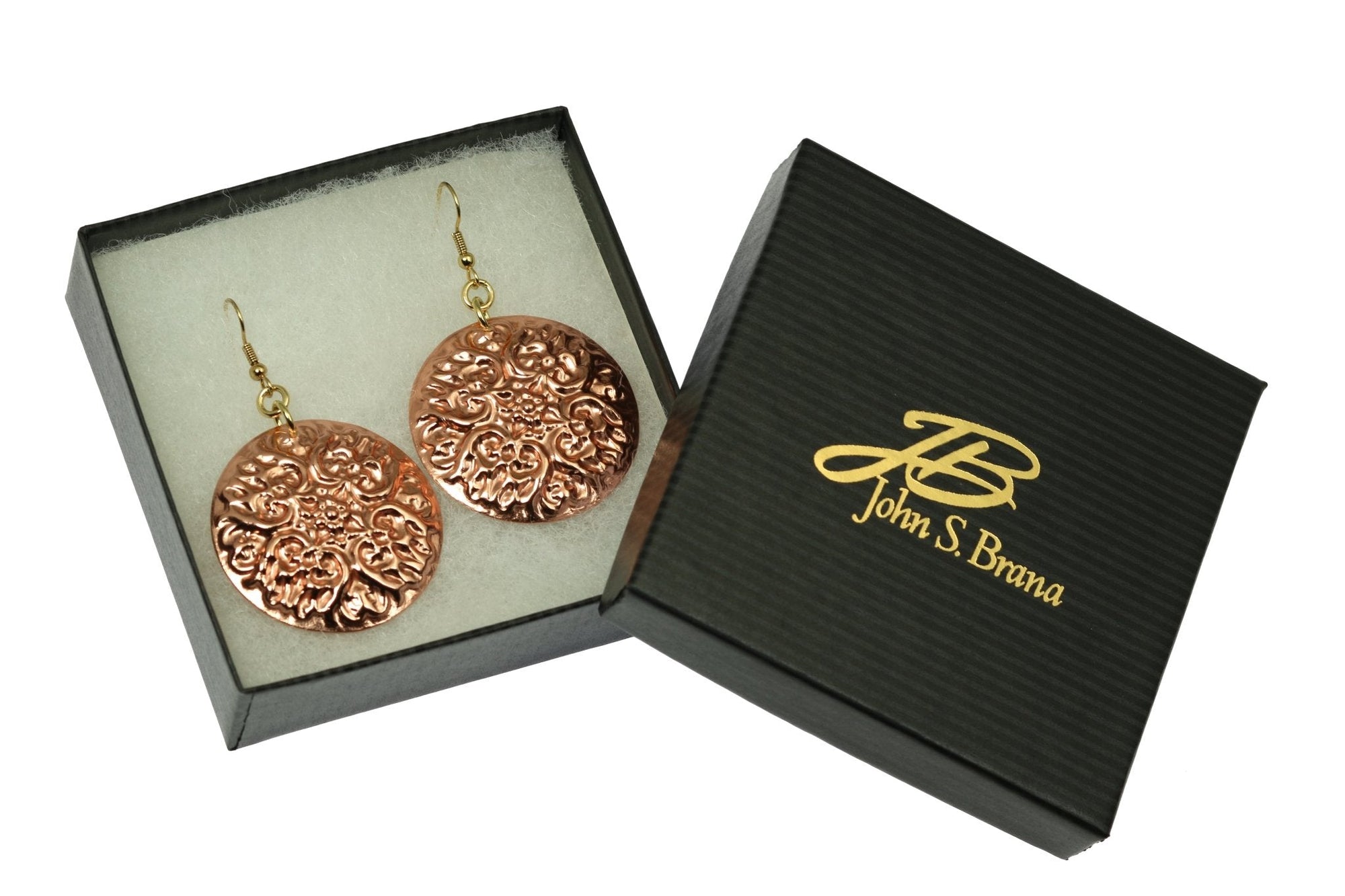 Victorian Night Copper Disc Earrings in Gift Box