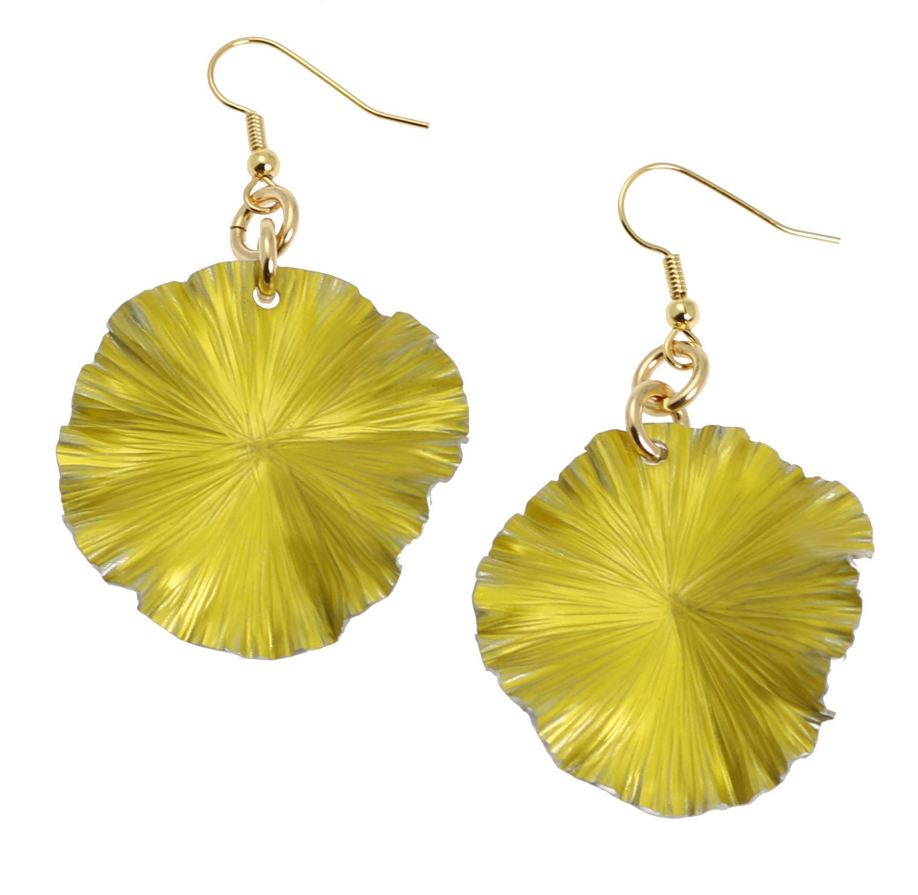 Yellow Anodized Aluminum Lily Pad Earrings
