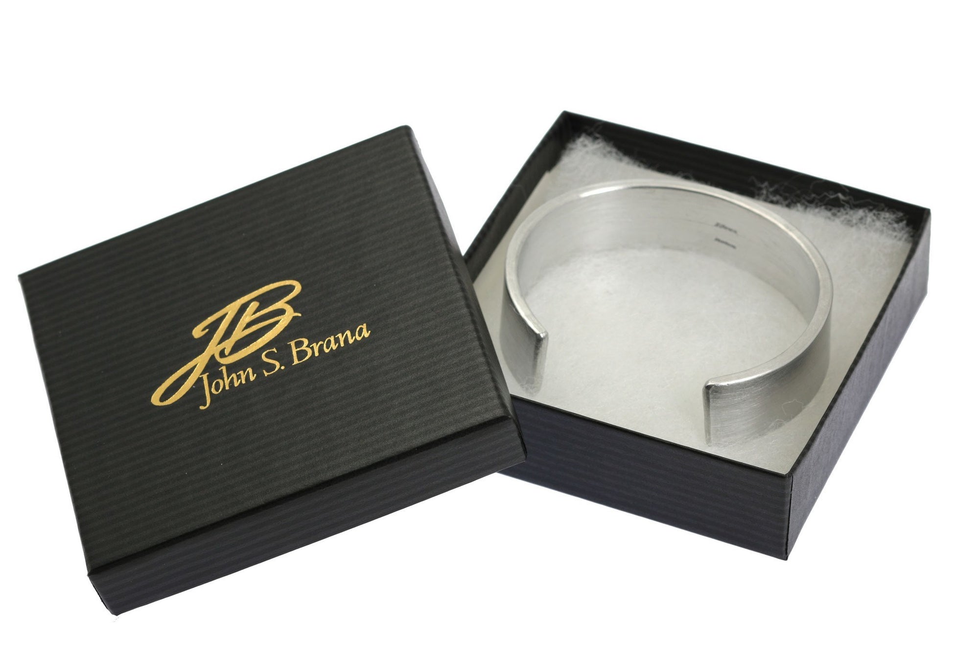 19mm Brushed Aluminum Cuff Bracelet in Black Gift Box