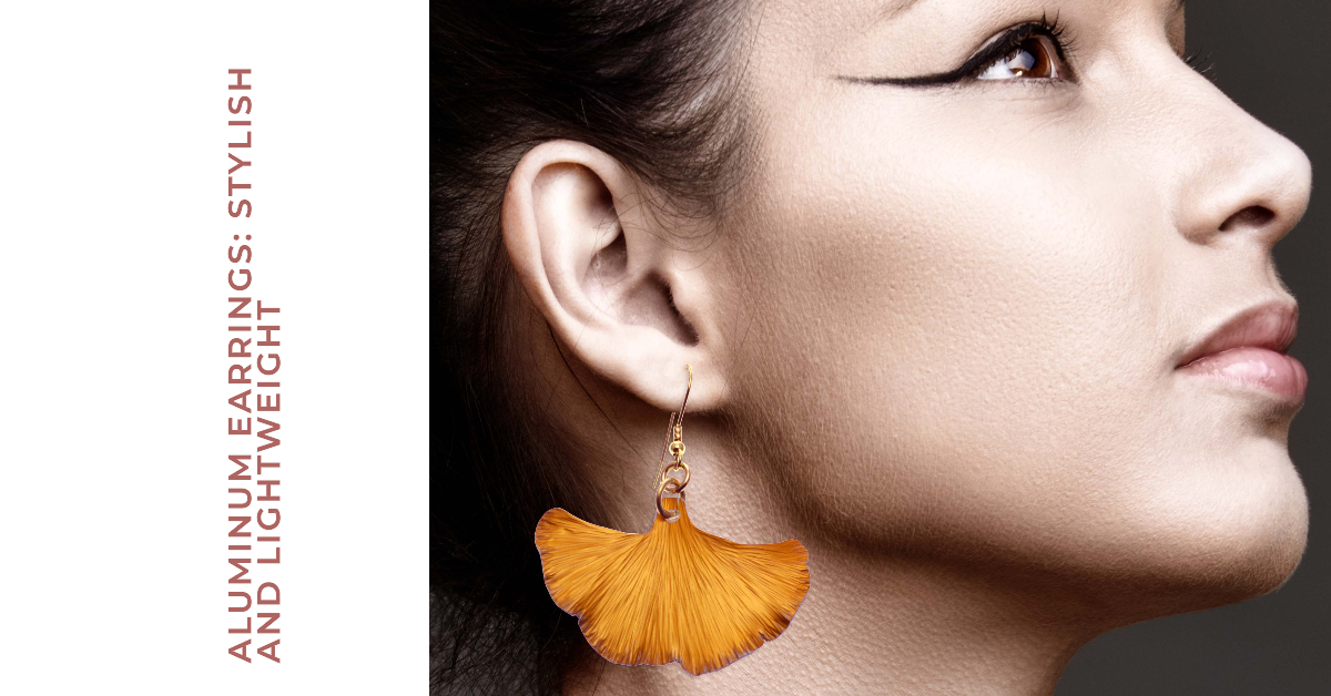 Female Model Wearing Orange Ginkgo Earrings for Stylish & Lightweight Aluminum Earrings Blog Post
