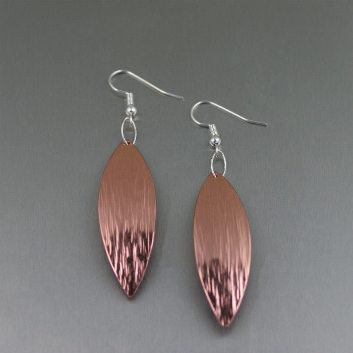 Copper Bark Leaf Drop Earrings