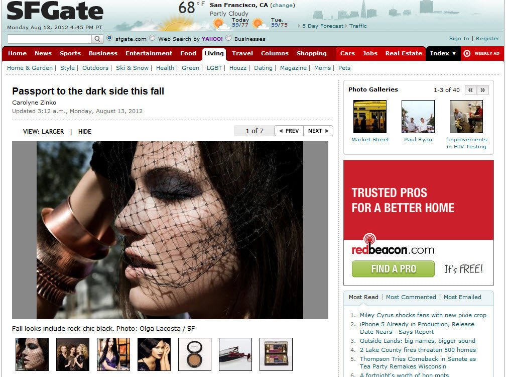 Copper Cuffs Featured by San Francisco Chronicle - The Beauty Issue - Passport to the Dark Side