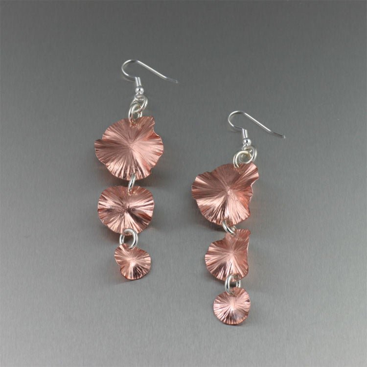 May 2012 Handmade Jewelry Giveaway - Three Tiered Copper Lily Pad Earrings