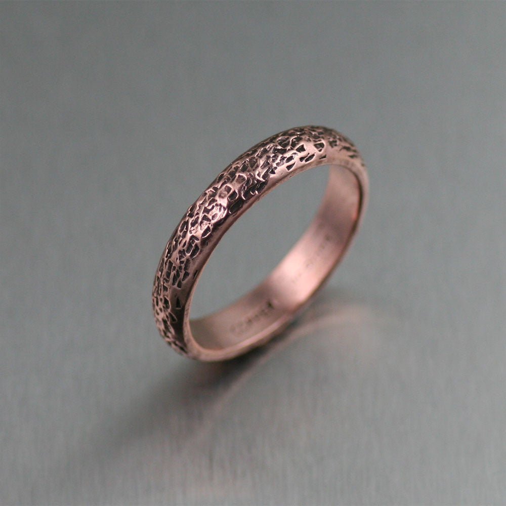 Stackable 4mm Texturized Handmade Copper Band Ring