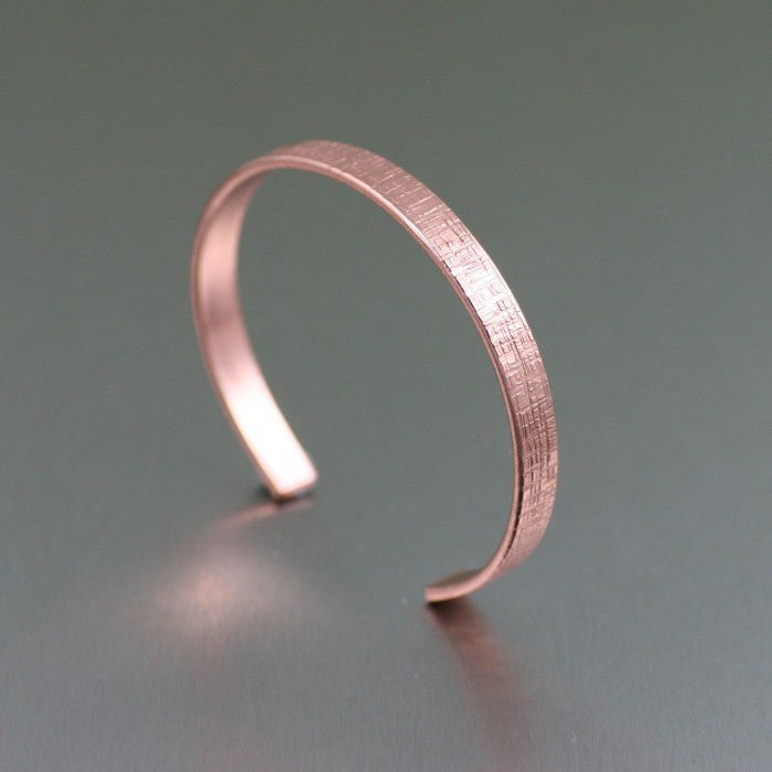 Thin Linen Copper Cuff Bracelet