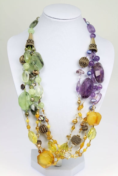 Colección de collares de piedras preciosas con cuentas de Vermeil 24K
