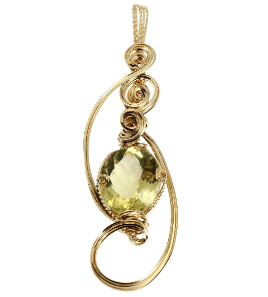 Coleção de joias de pedra preciosa de quartzo de ouro verde