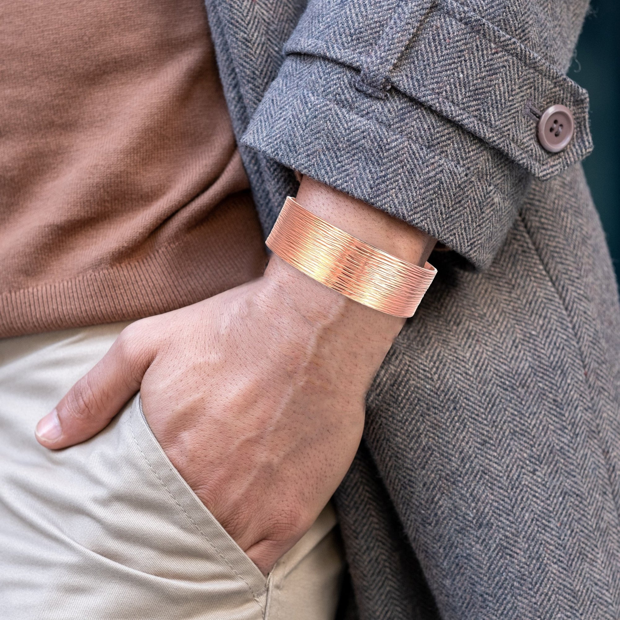 Pulseras de puño de cobre para hombre