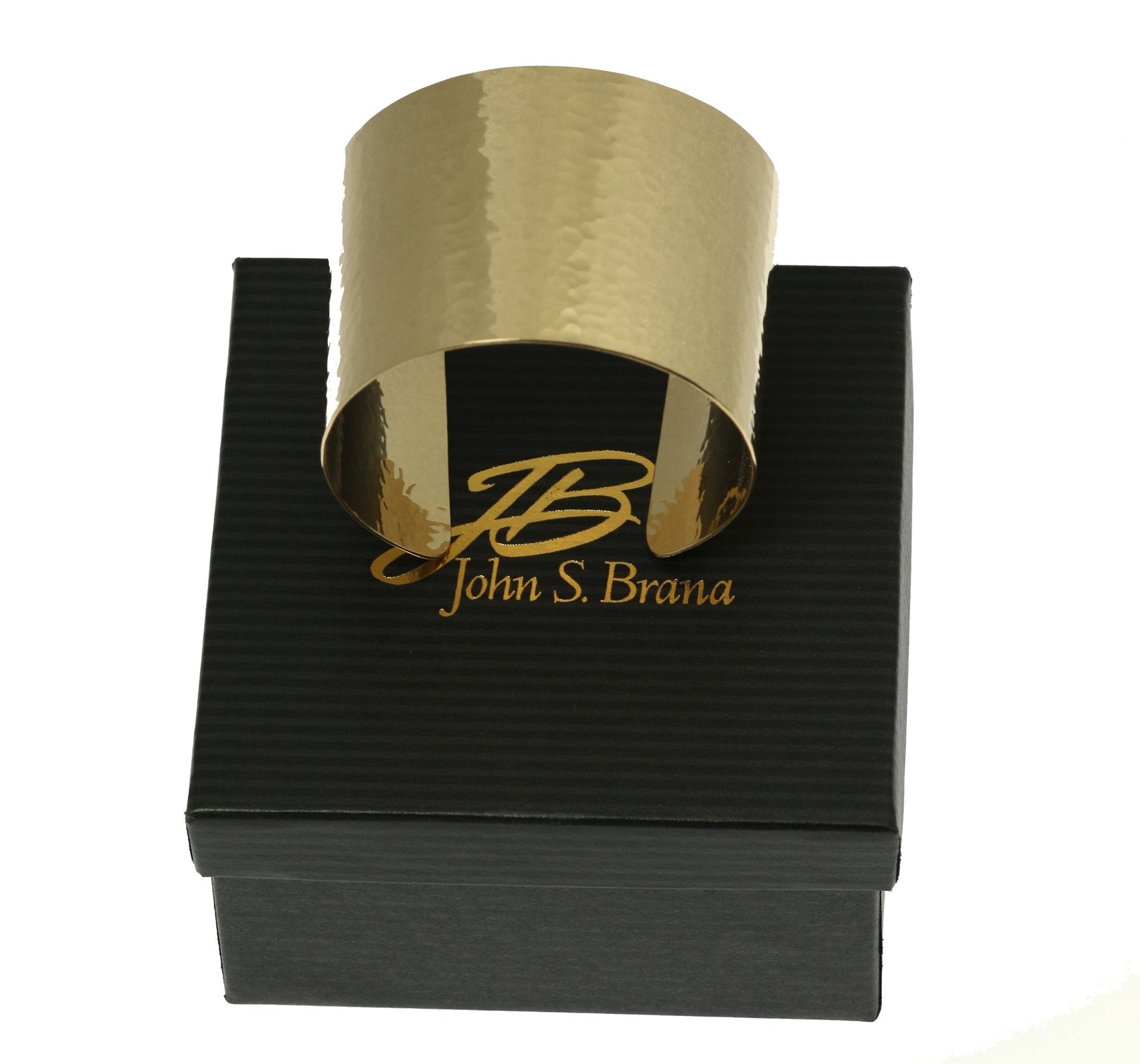 Hammered 14K Gold-filled Cuff Bracelet on top of Gift Box