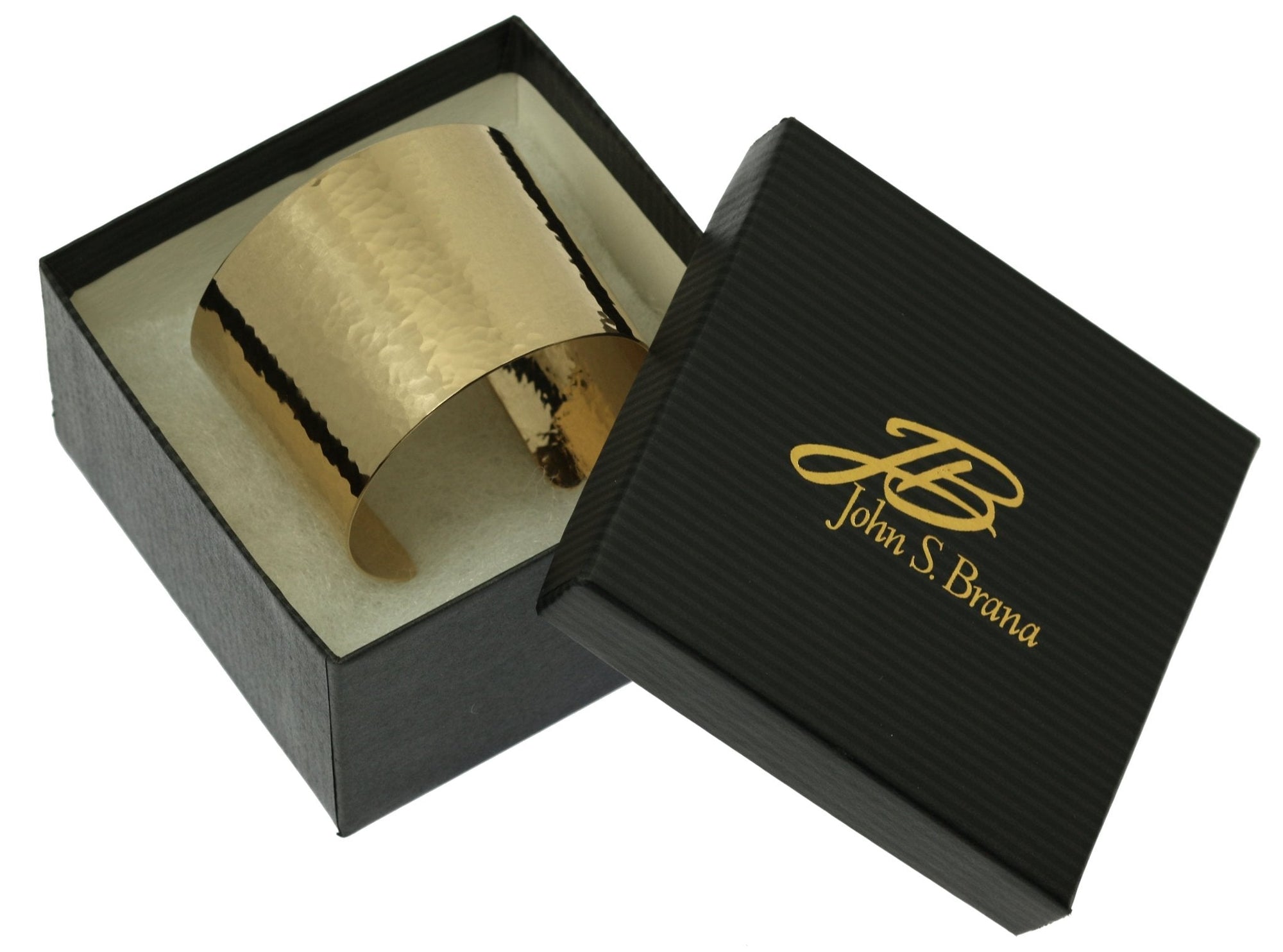Hammered 14K Gold-filled Cuff Bracelet inside of  Branded Black Gift Box