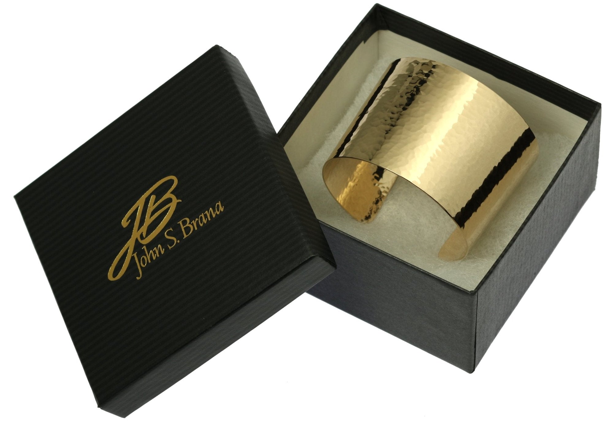 Hammered 14K Gold-filled Cuff Bracelet in Black Gift Box with Gold Logo