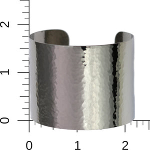 4 of 8: Hammered Stainless Steel Cuff Bracelet on Ruler for Scale