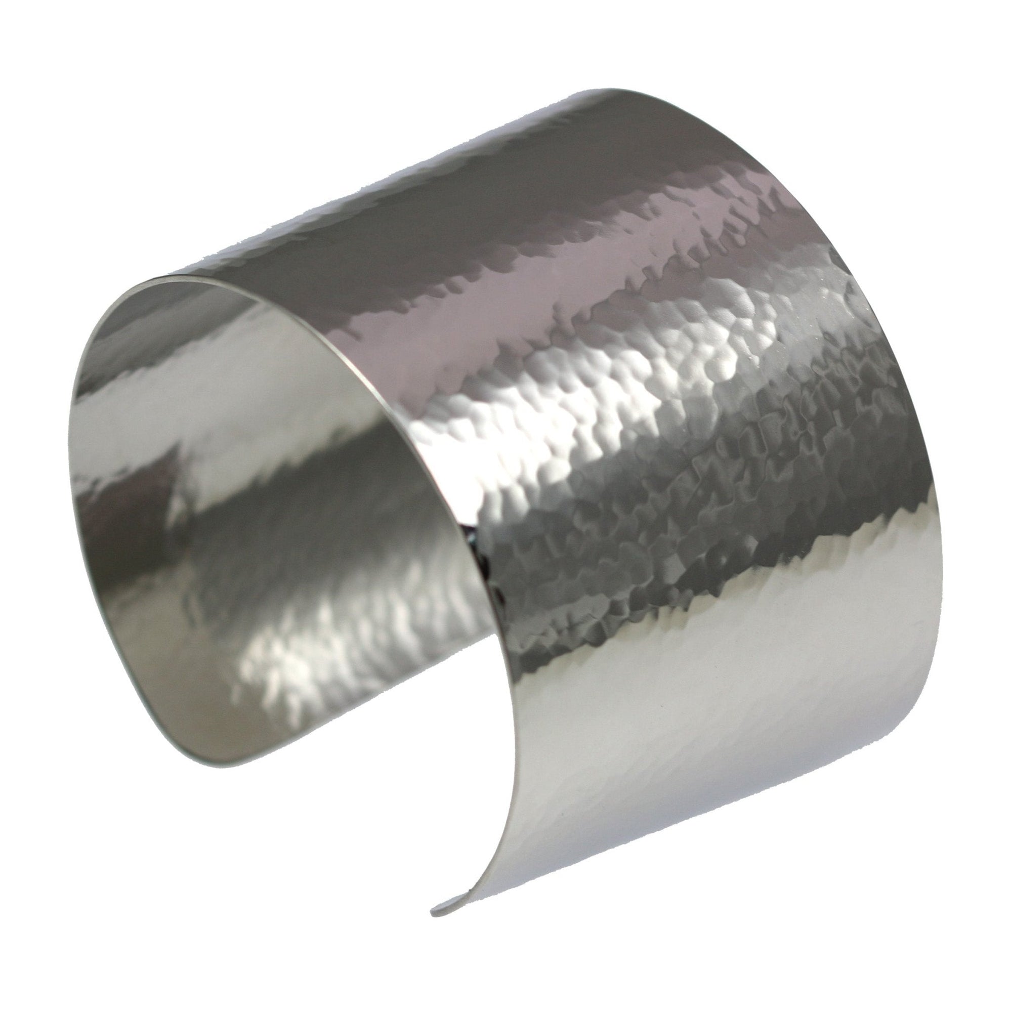 Hammered Stainless Steel Cuff Bracelet - Hammering Detail on Right Side of Cuff