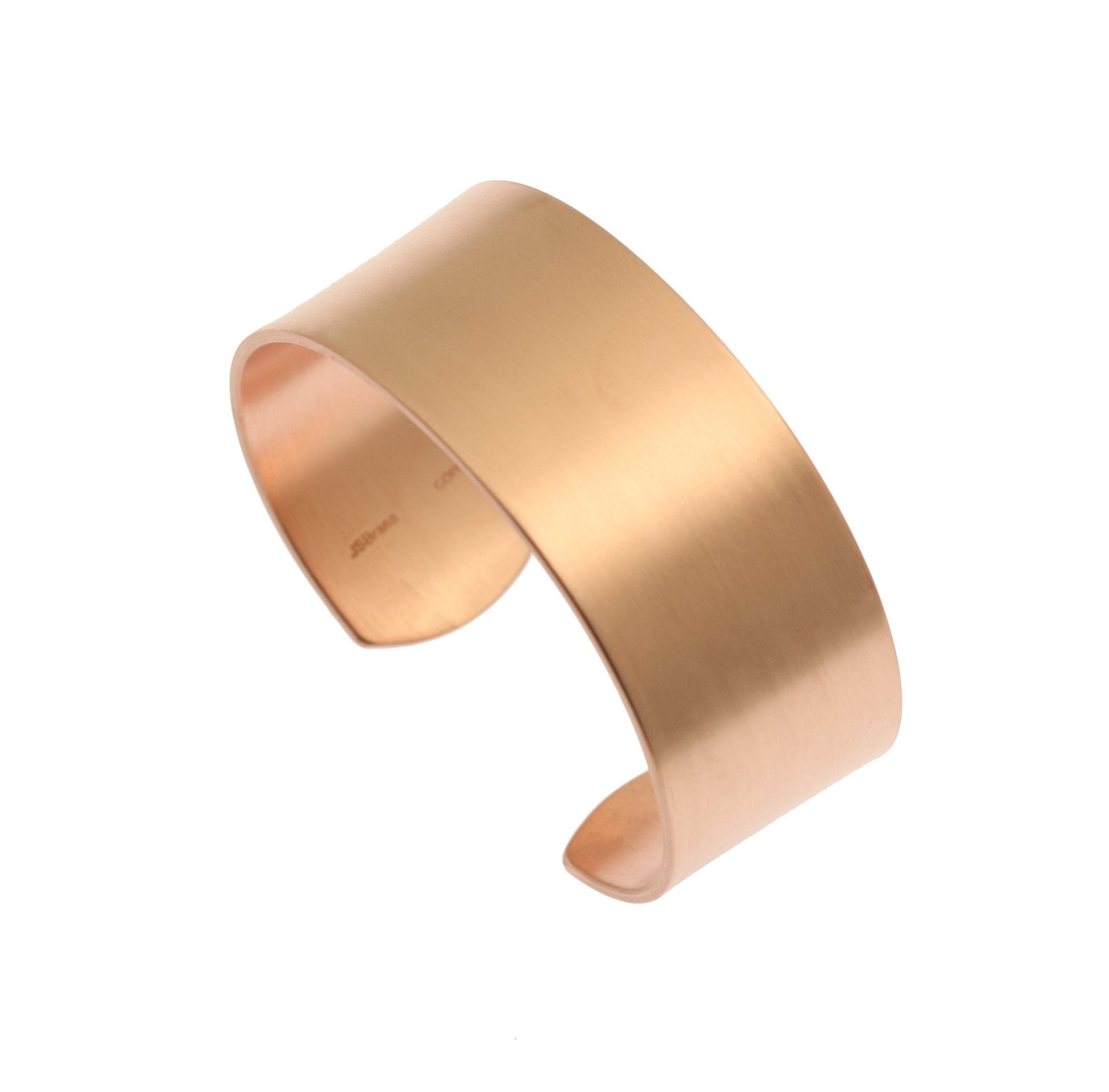 1 Inch Wide Brushed Copper Cuff Bracelet Right Side View