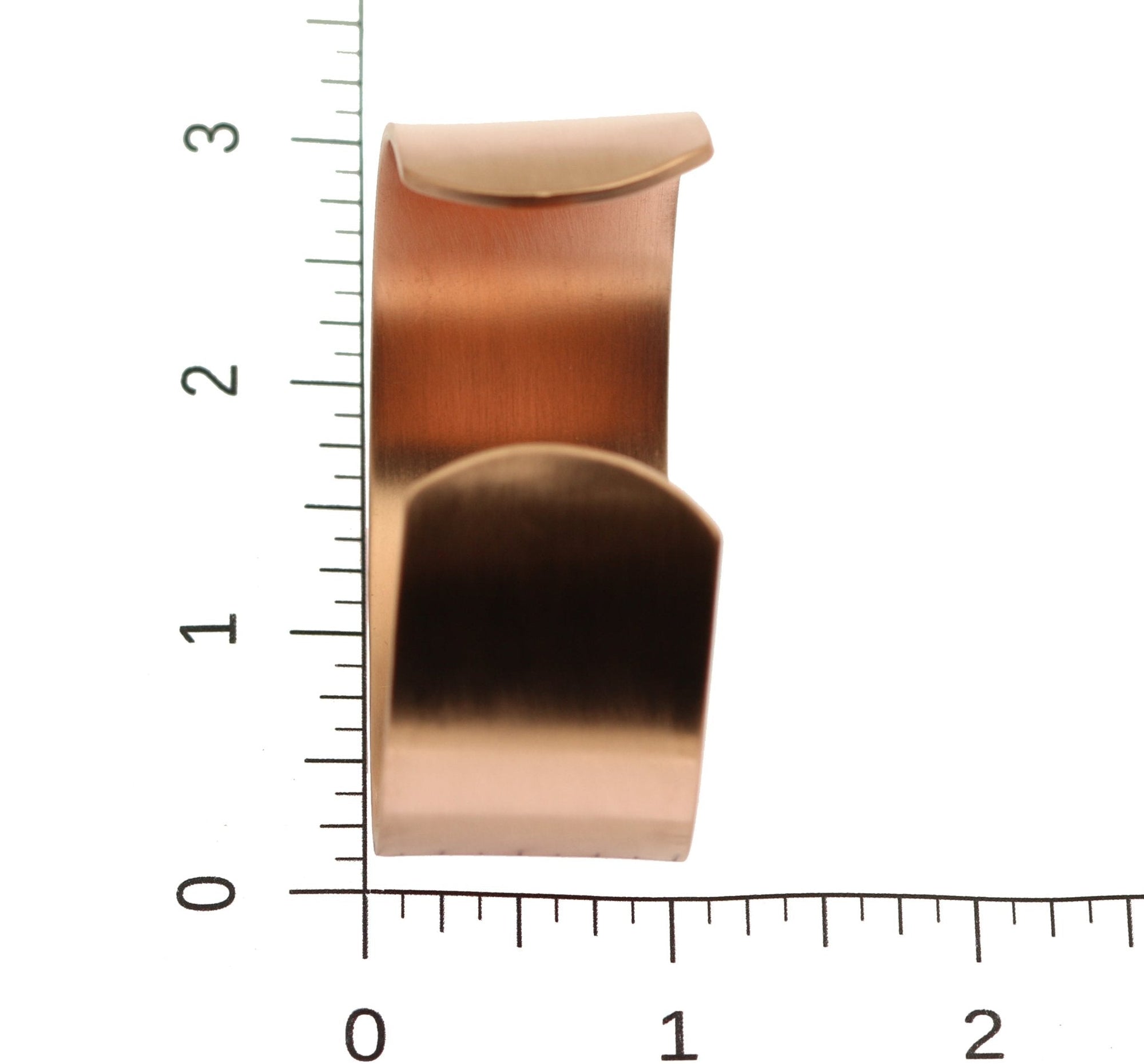 1 Inch Wide Brushed Copper Cuff Bracelet on Ruler for Scale