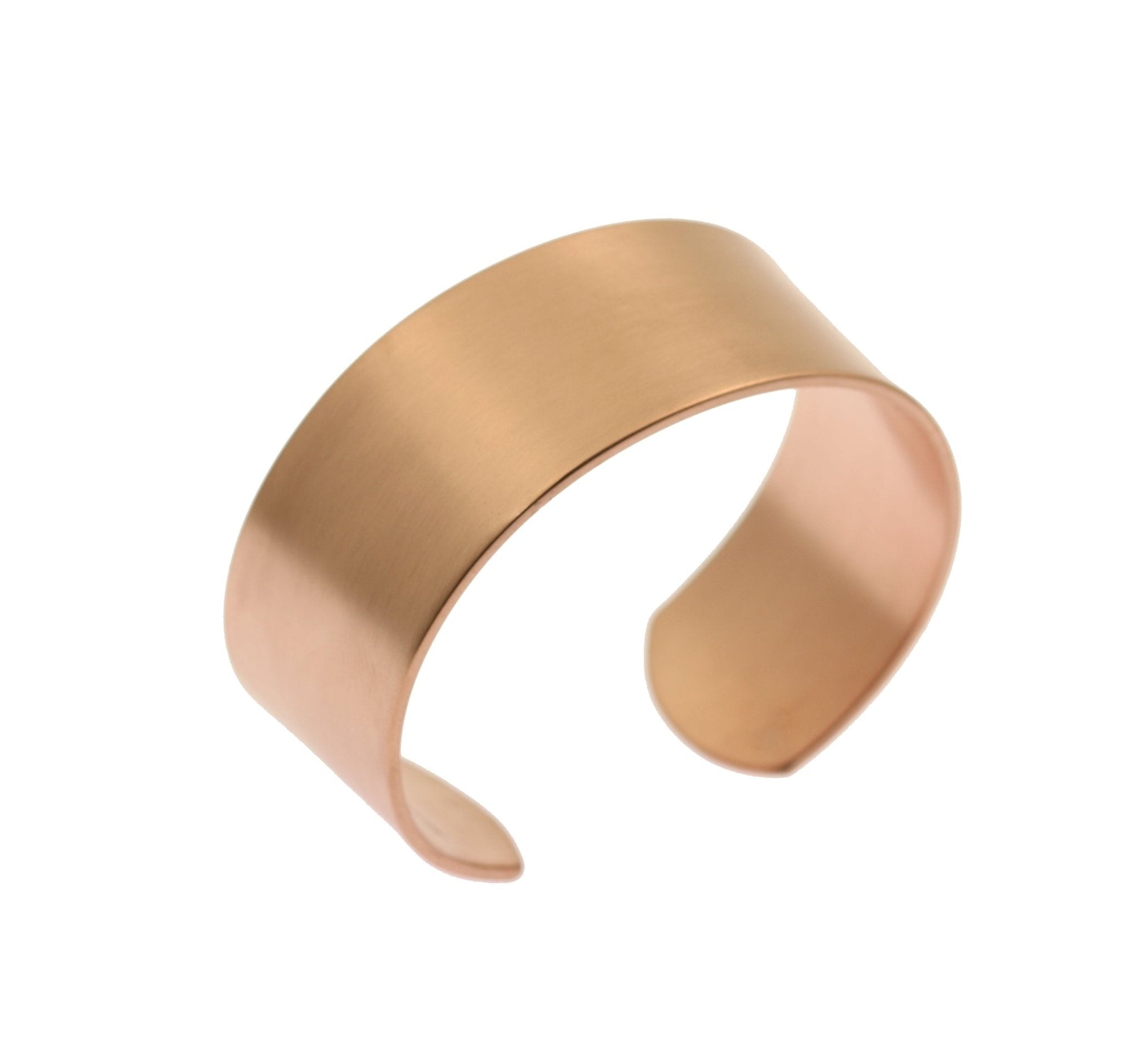 1 Inch Wide Brushed Copper Cuff Bracelet Left Side View