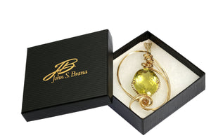 4 of 4: 102.5 CT Green Gold Quartz 14K Gold-filled Pendant in Black Gift Box with Gold Logo
