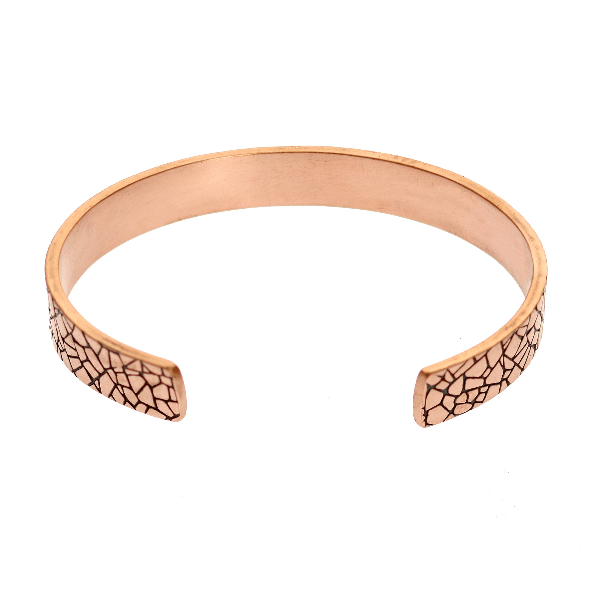 10mm Wide Men's Embossed Mosaic Solid Copper Cuff Opening