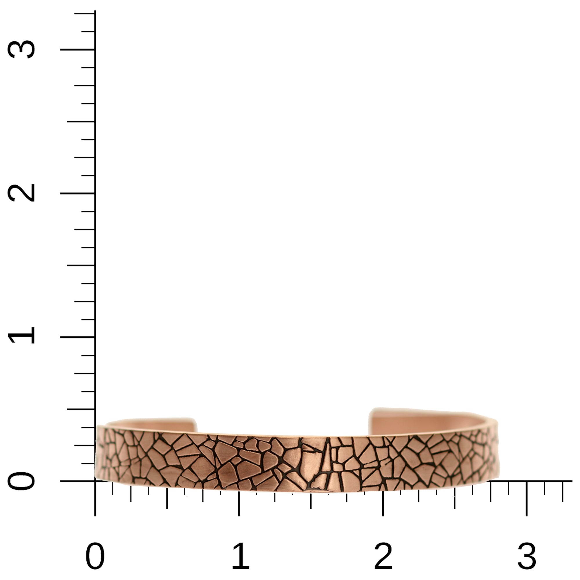 10mm Wide Men's Embossed Mosaic Solid Copper Cuff on Ruler for Scale and Size