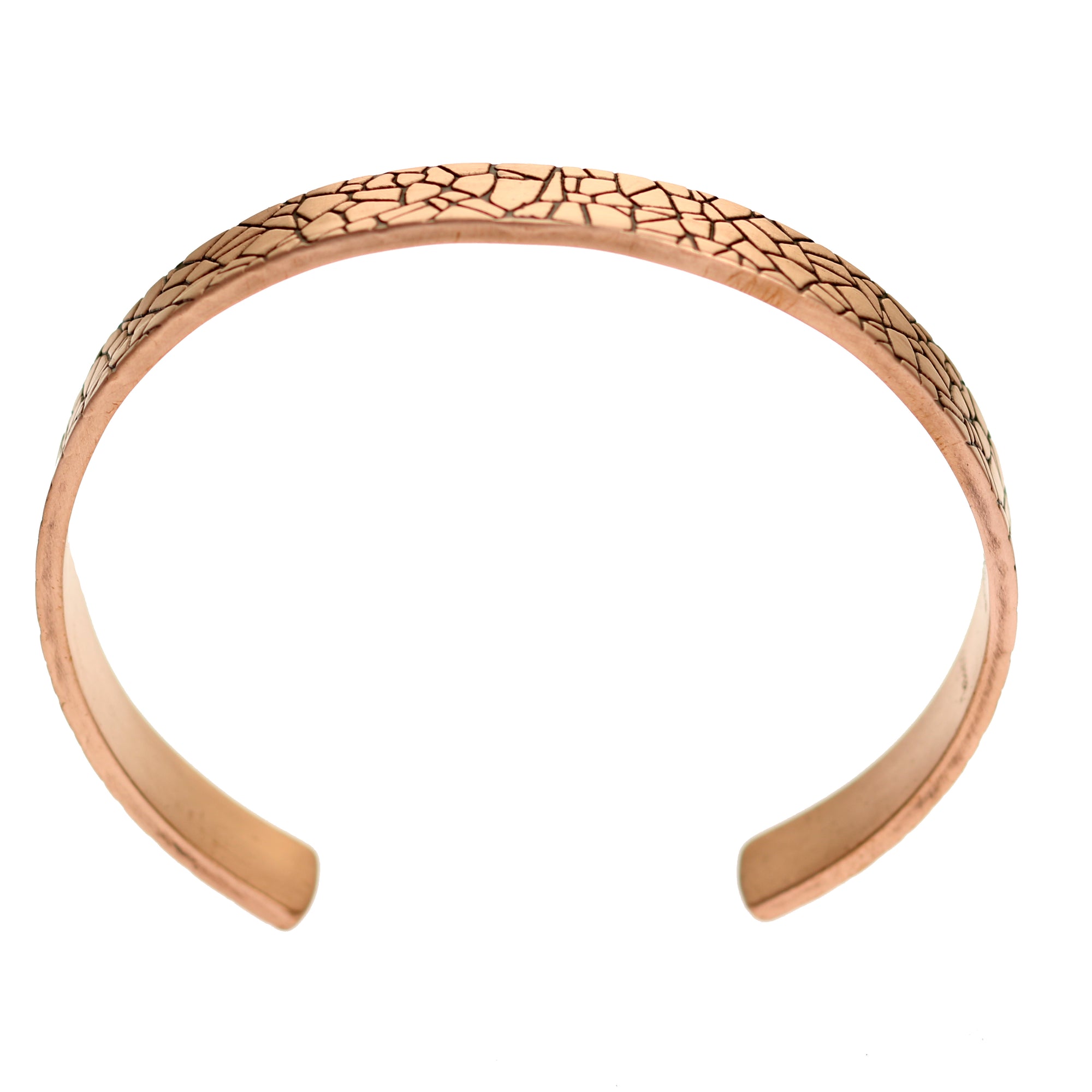 Shape of 10mm Wide Men's Embossed Mosaic Solid Copper Cuff