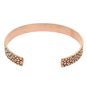 5 of 9: Opening of Men's 10 MM Wide Embossed Snakeskin Solid Copper Cuff 