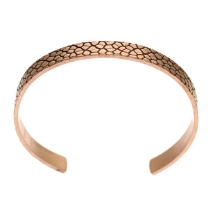 8 of 9: Shape of Men's 10 MM Wide Embossed Snakeskin Solid Copper Cuff 