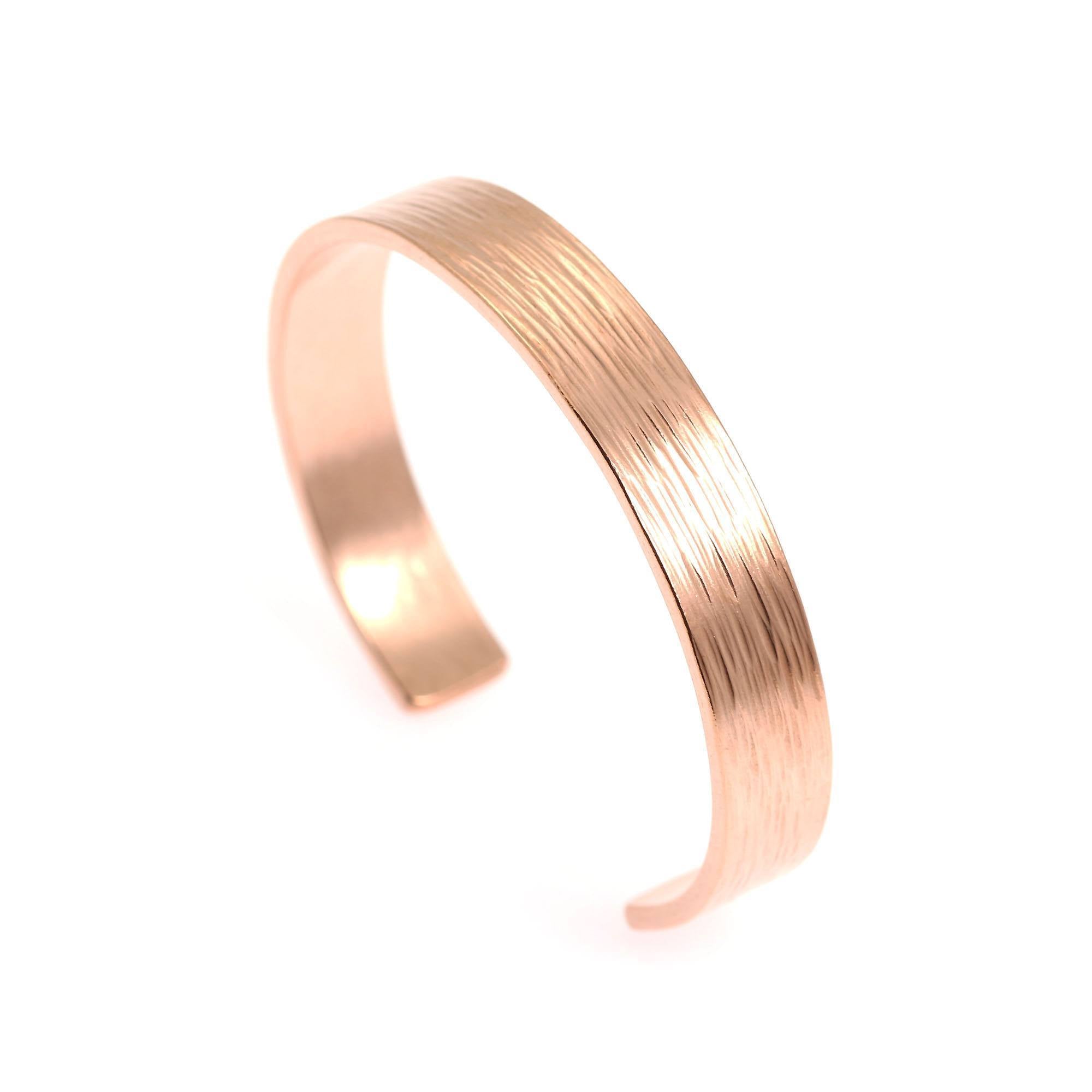 10mm Wide Bark Copper Cuff Bracelet Right Side View Detail