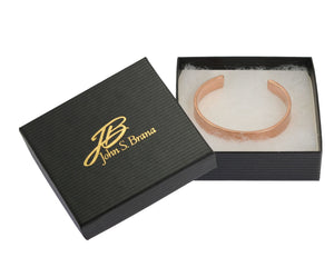 7 of 8: 10mm Wide Bark Copper Cuff Bracelet in Black Gift Box with Gold Logo