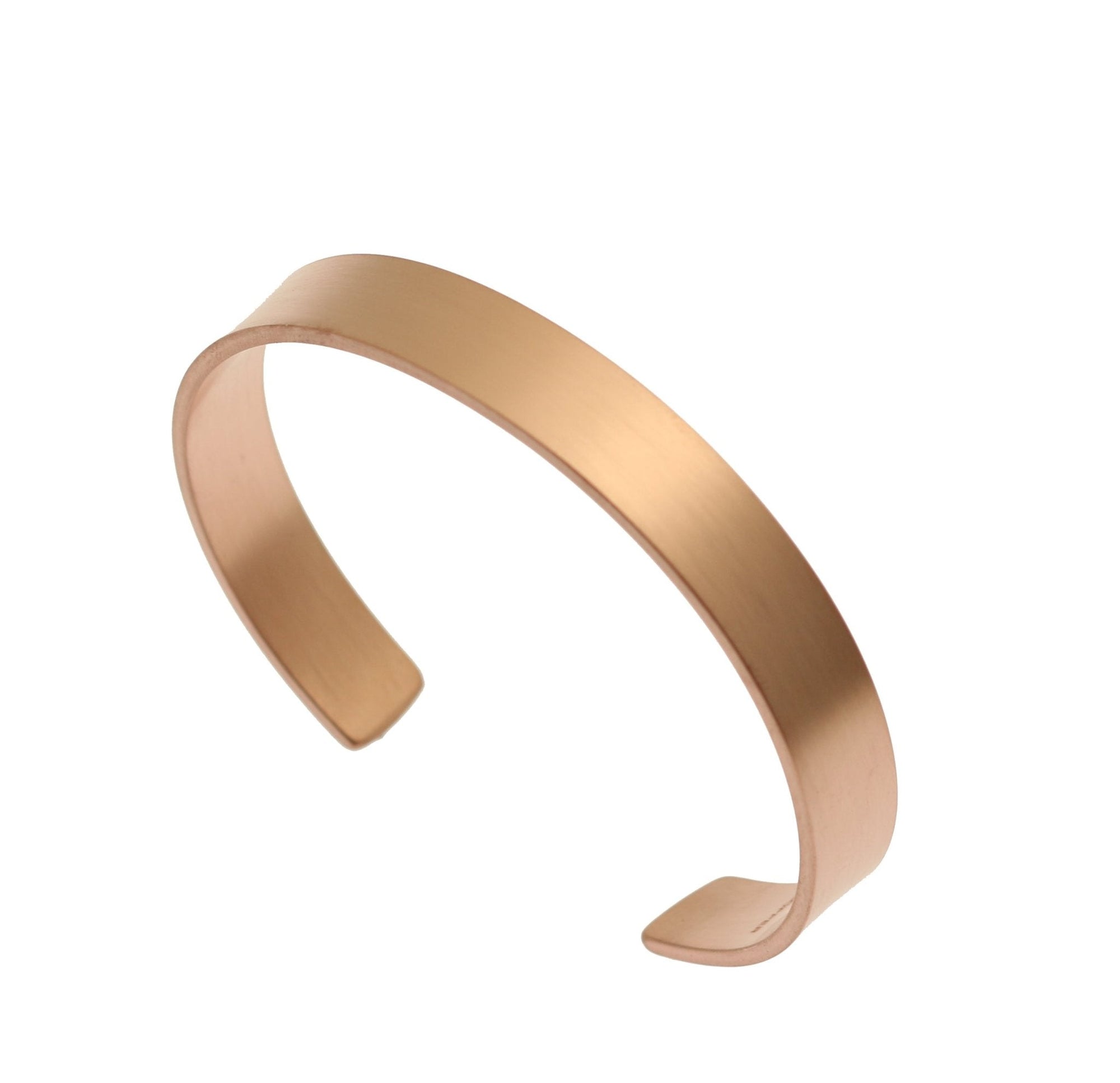10mm Wide Brushed Copper Cuff Bracelet Right Side View