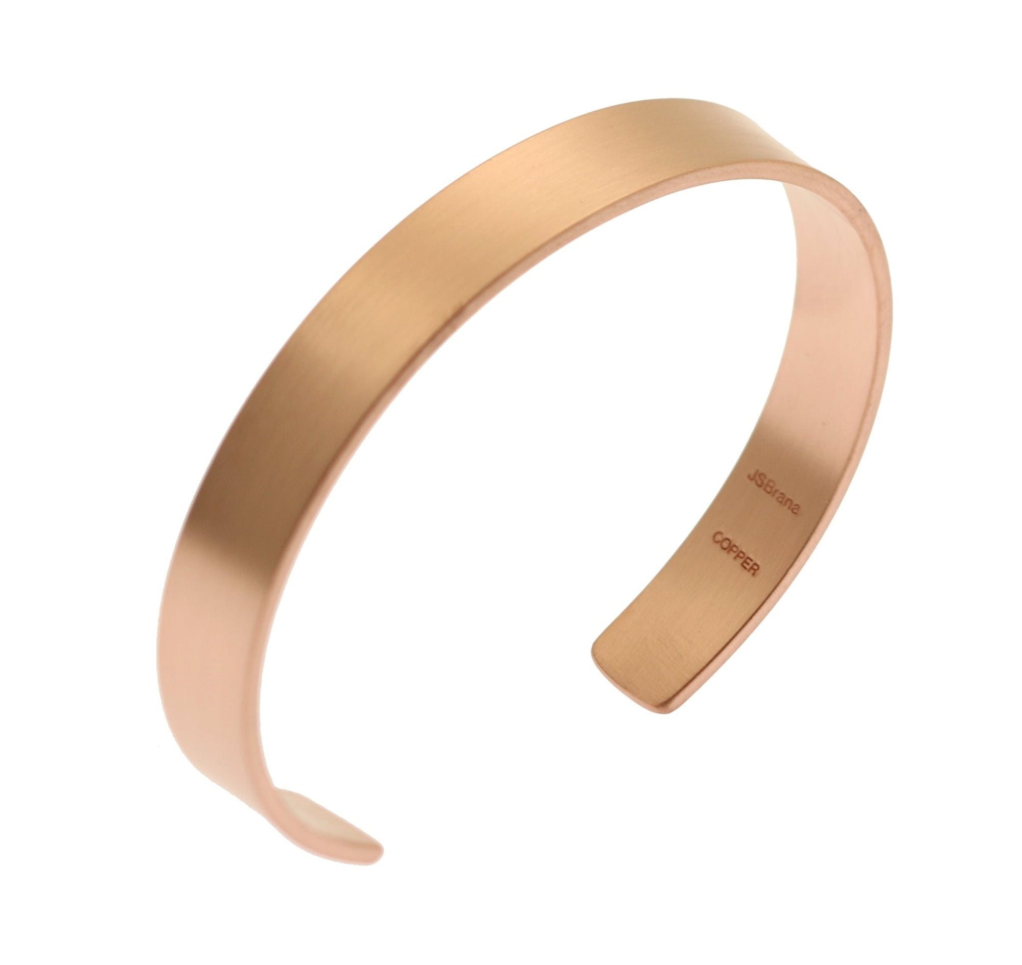 10mm Wide Brushed Copper Cuff Bracelet Top View