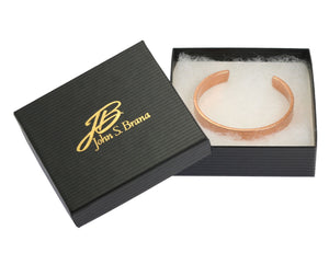 7 of 7: 10mm Wide Chased Copper Cuff Bracelet in Branded Gift Box with Gold Logo