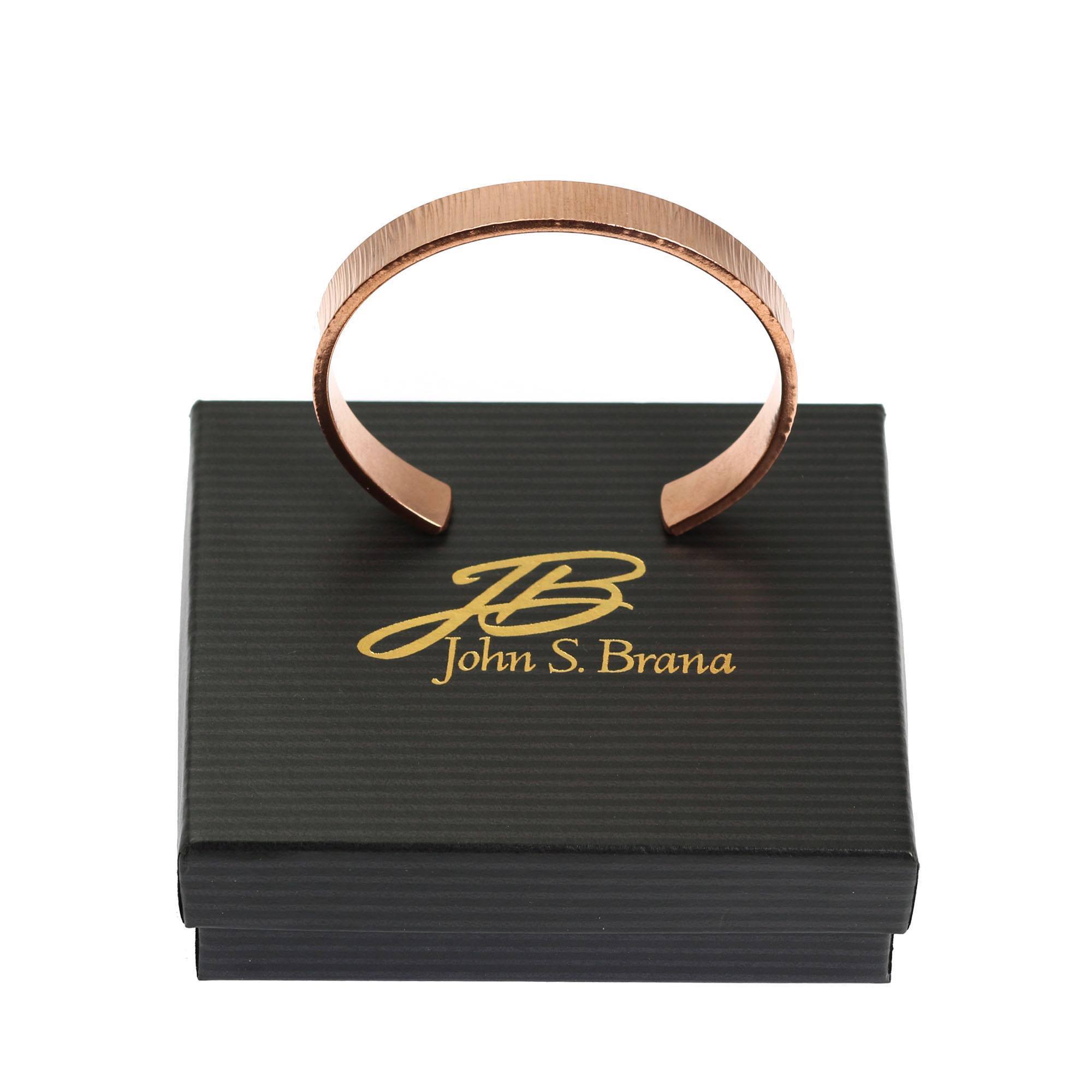 10mm Wide Chased Copper Cuff Bracelet on Black Gift Box