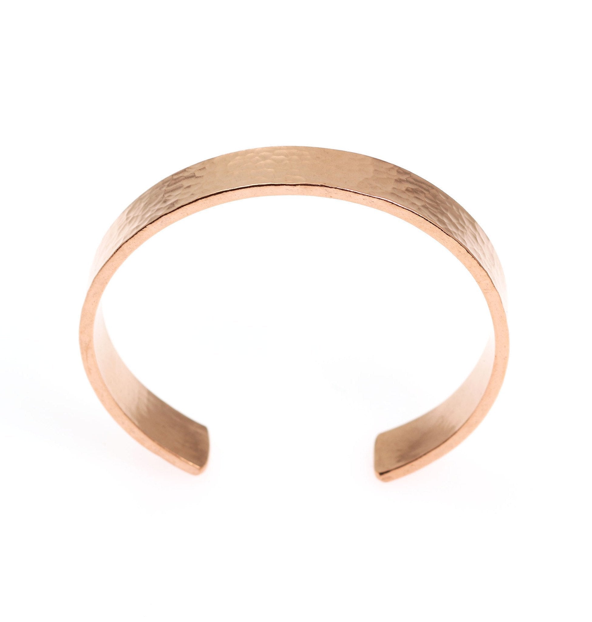 10mm Wide Hammered Copper Cuff Bracelet Top View