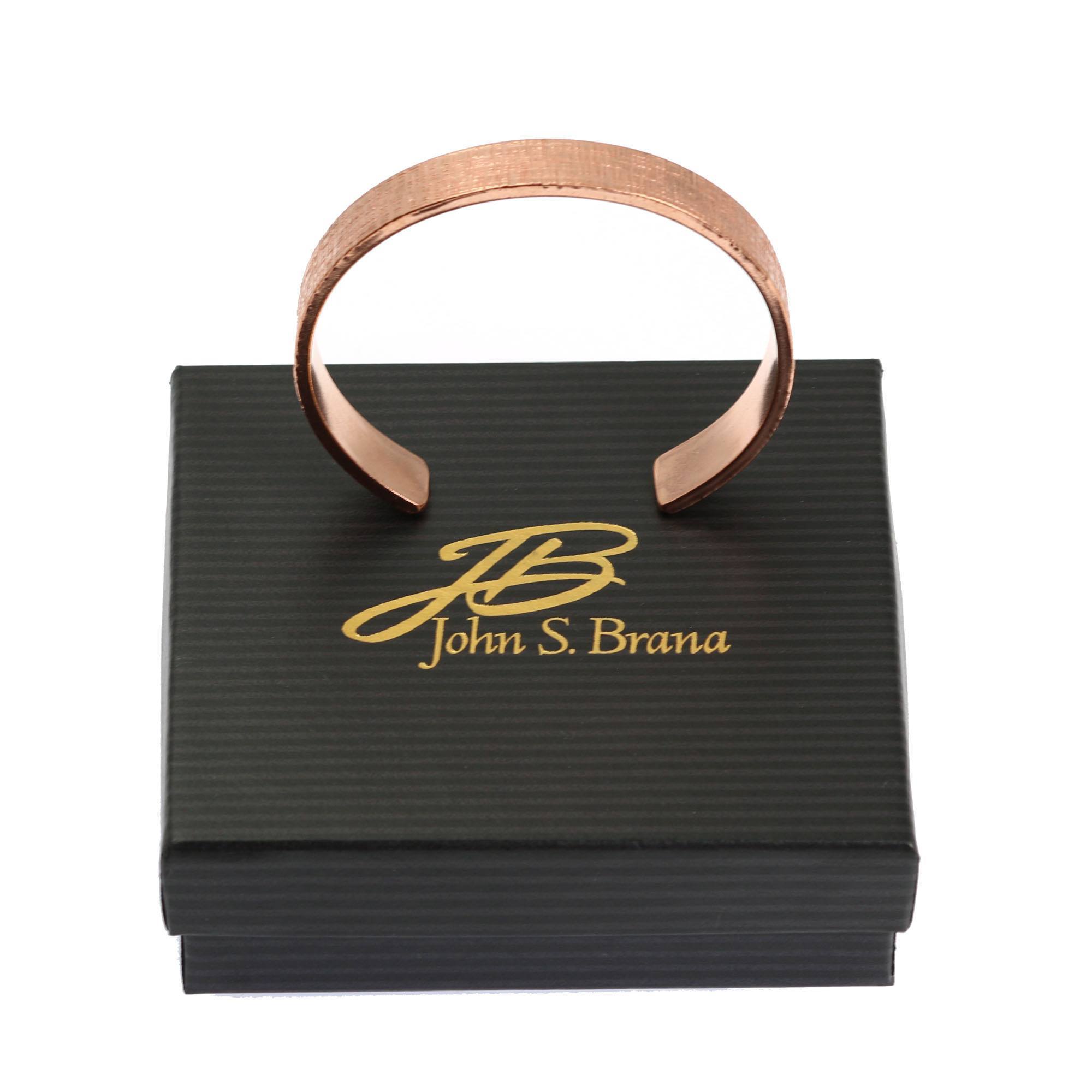 10mm Wide Linen Copper Cuff Bracelet on Black Gift Box