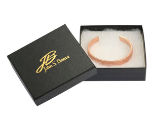 5 of 6: 10mm Wide Linen Copper Cuff Bracelet in Branded Gift Box with Gold Logo