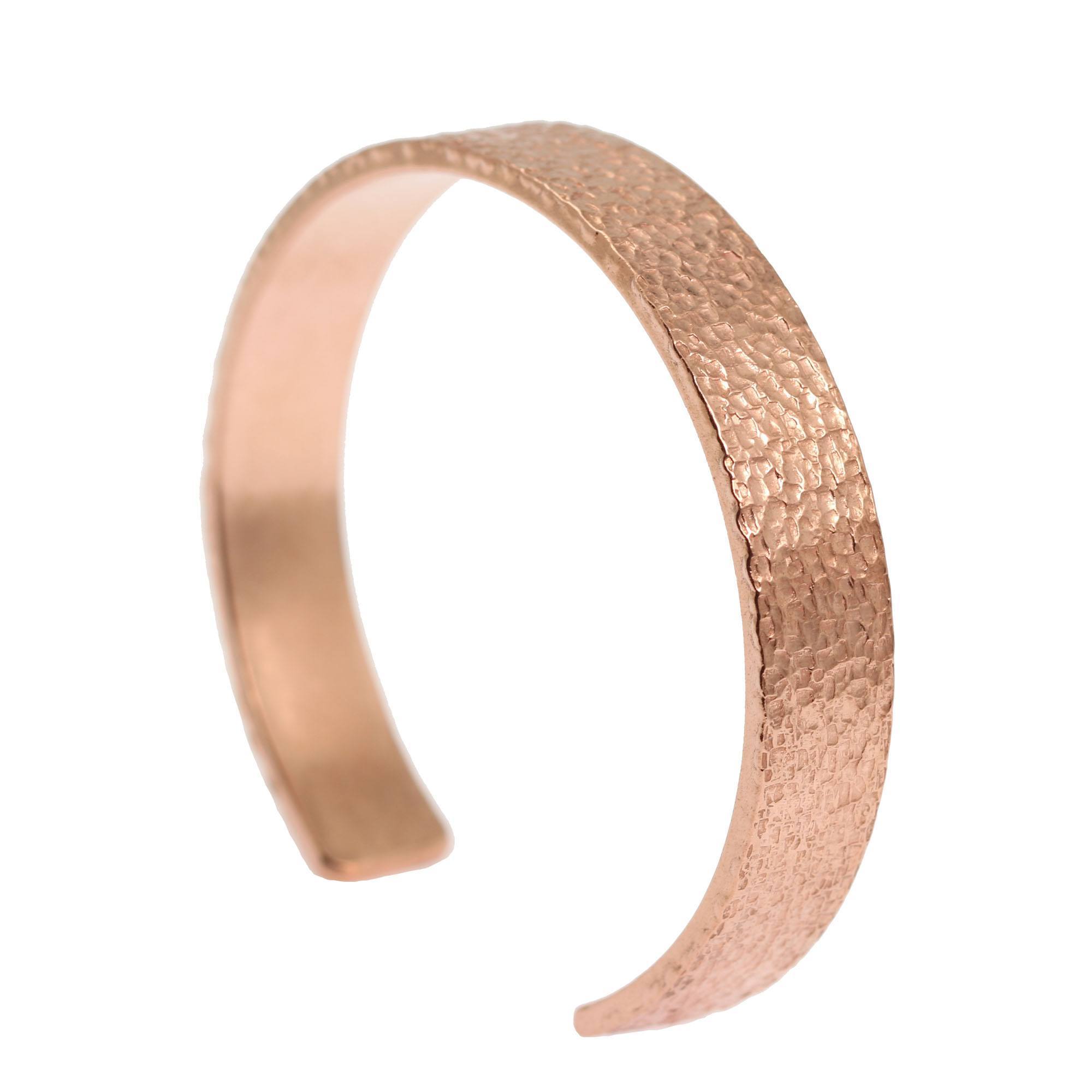 10mm Wide Texturized Copper Cuff Bracelet Right Side View