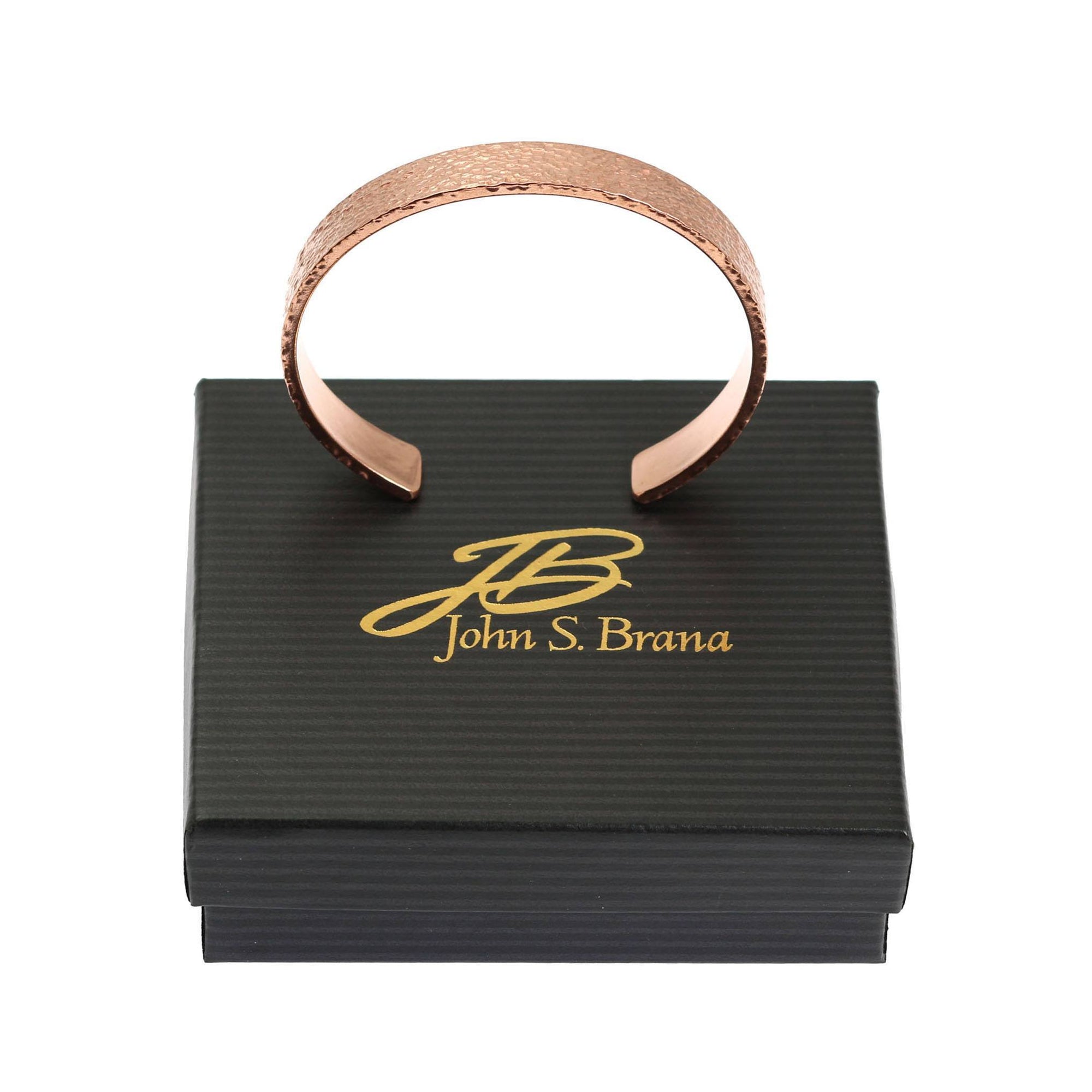 10mm Wide Texturized Copper Cuff Bracelet on Black Gift Box