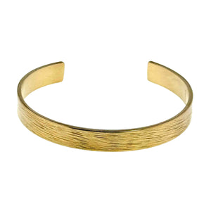 3 of 9: Detail of 10mm Wide Bark Nu Gold Tone Brass Cuff Bracelet
