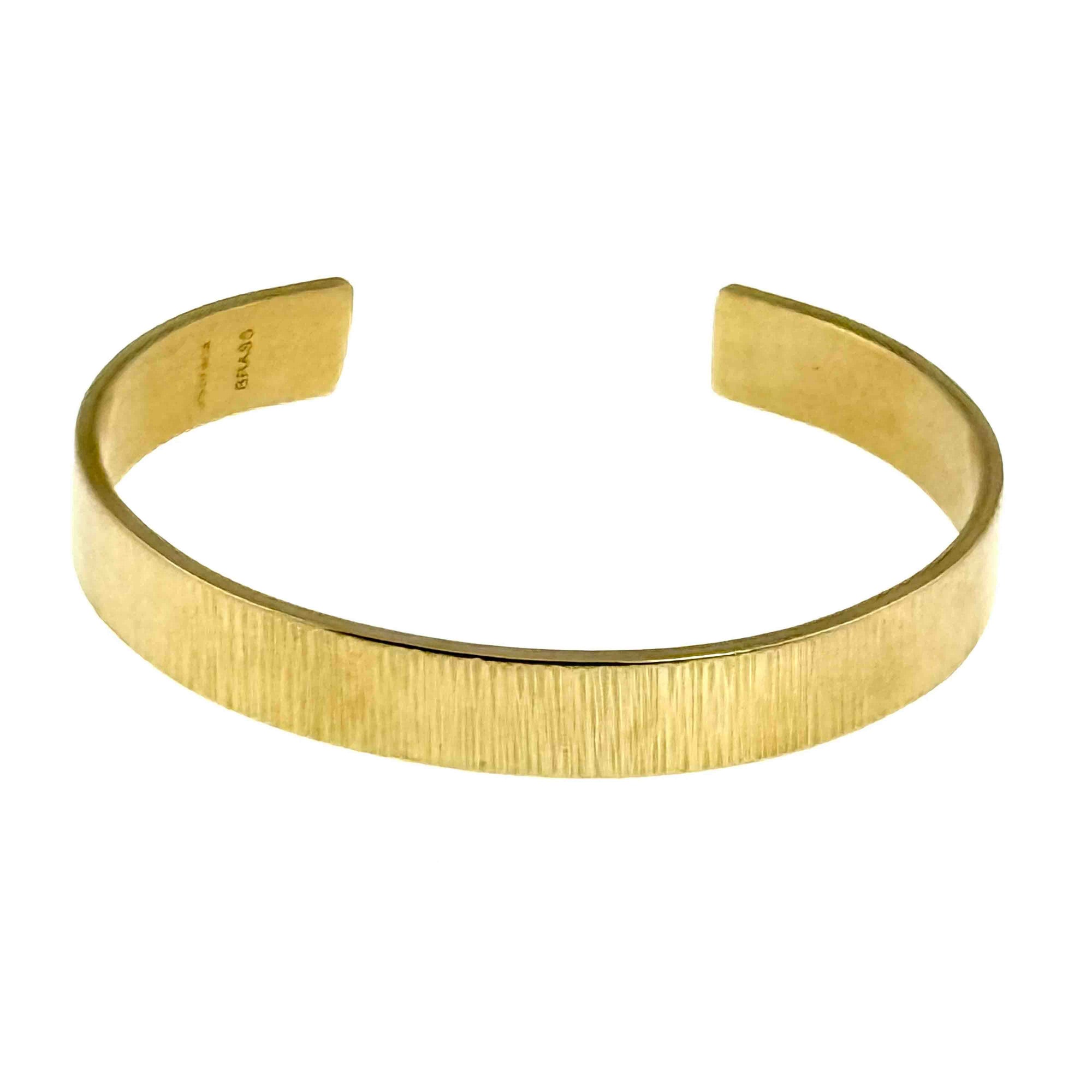 Detail of 10mm Wide Chased Nu Gold Tone Brass Cuff Bracelet