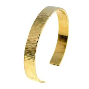 3 of 9: 10mm Wide Chased Nu Gold Tone Brass Cuff Bracelet - Left Side View