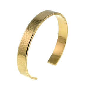 3 of 9: 10mm Hammered Nu Gold Brass Cuff Bracelet  on a white background - Left Detail View